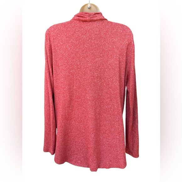 PHILOSOPHY Faux Wrap Blouse Size S Red Waffle Knit Long Sleeve Top Draped Shirt - Picture 2 of 4